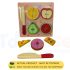 Magnetic wooden cutting fruit puzzle set from Toywise Pakistan, showing lemon, apple, pear, and watermelon for kids' pretend play kitchen.