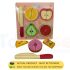 Magnetic wooden cutting fruit puzzle set from Toywise Pakistan, showing lemon, apple, pear, and watermelon for kids' pretend play kitchen.