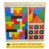 3-in-1 wooden logic puzzle board from Toywise, featuring a colorful Tetris-style block puzzle, classic Tangram, and a Tic-Tac-Toe game for kids.
