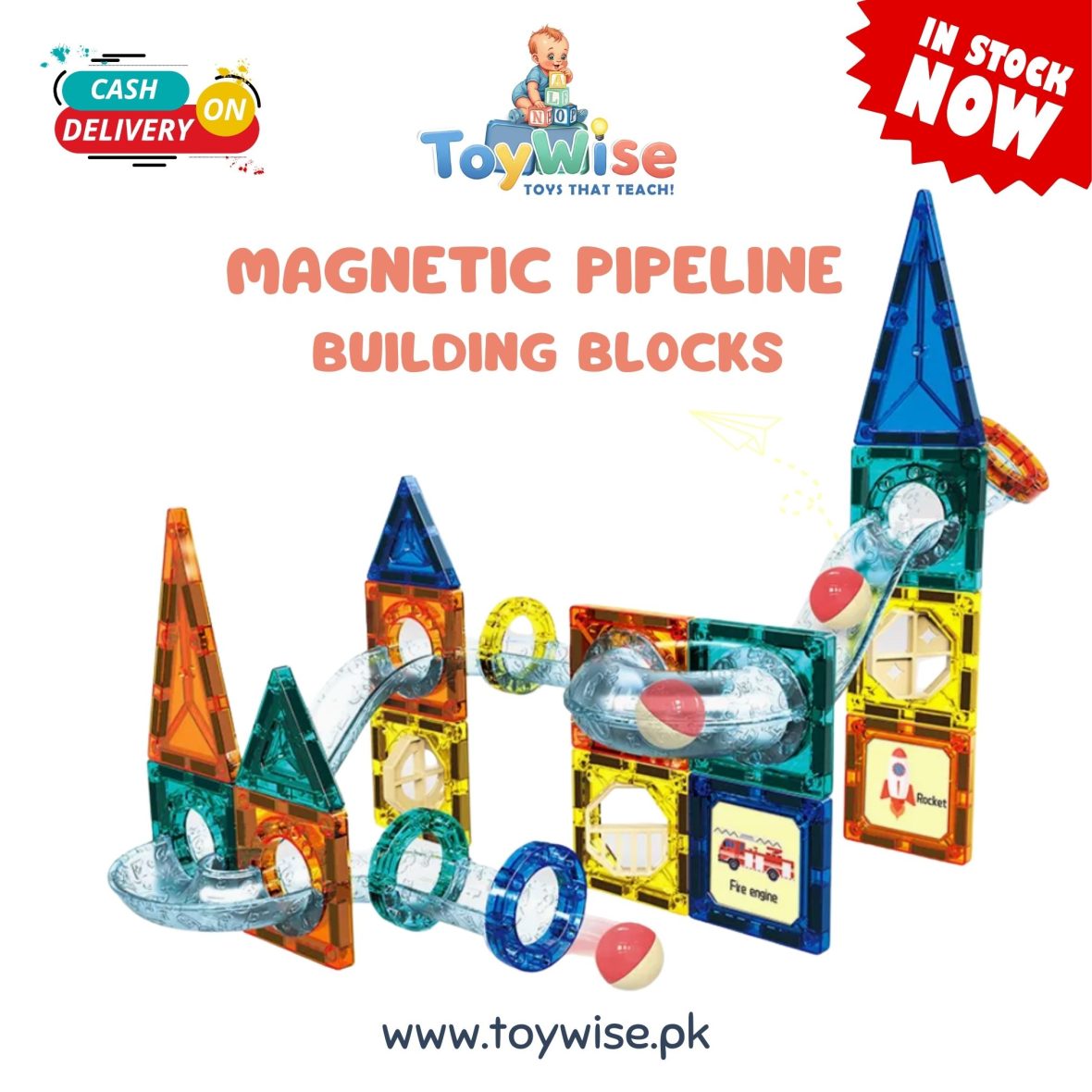 Colorful Magnetic Pipeline Puzzle – 42 Pcs STEM Building Toy 🧩💡